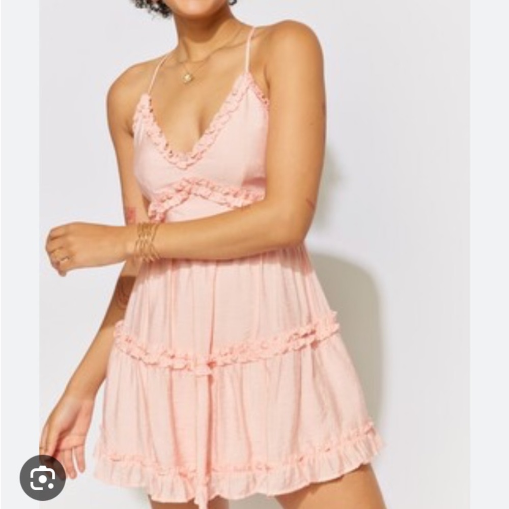 Pink ruffle mini dress
